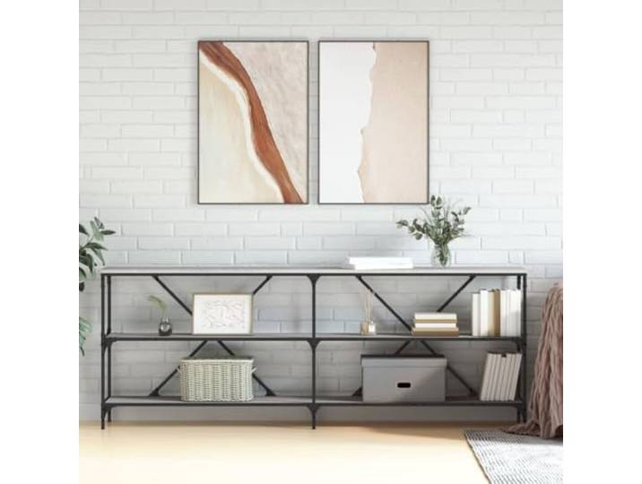 KPOUTRFG Konsolentisch Grau Sonoma 200x30x75 cm Holzwerkstoff und Eisen Schlankes Design, stabiler Eisenrahmen, verstellbare Füße, vielseitig nutzbar