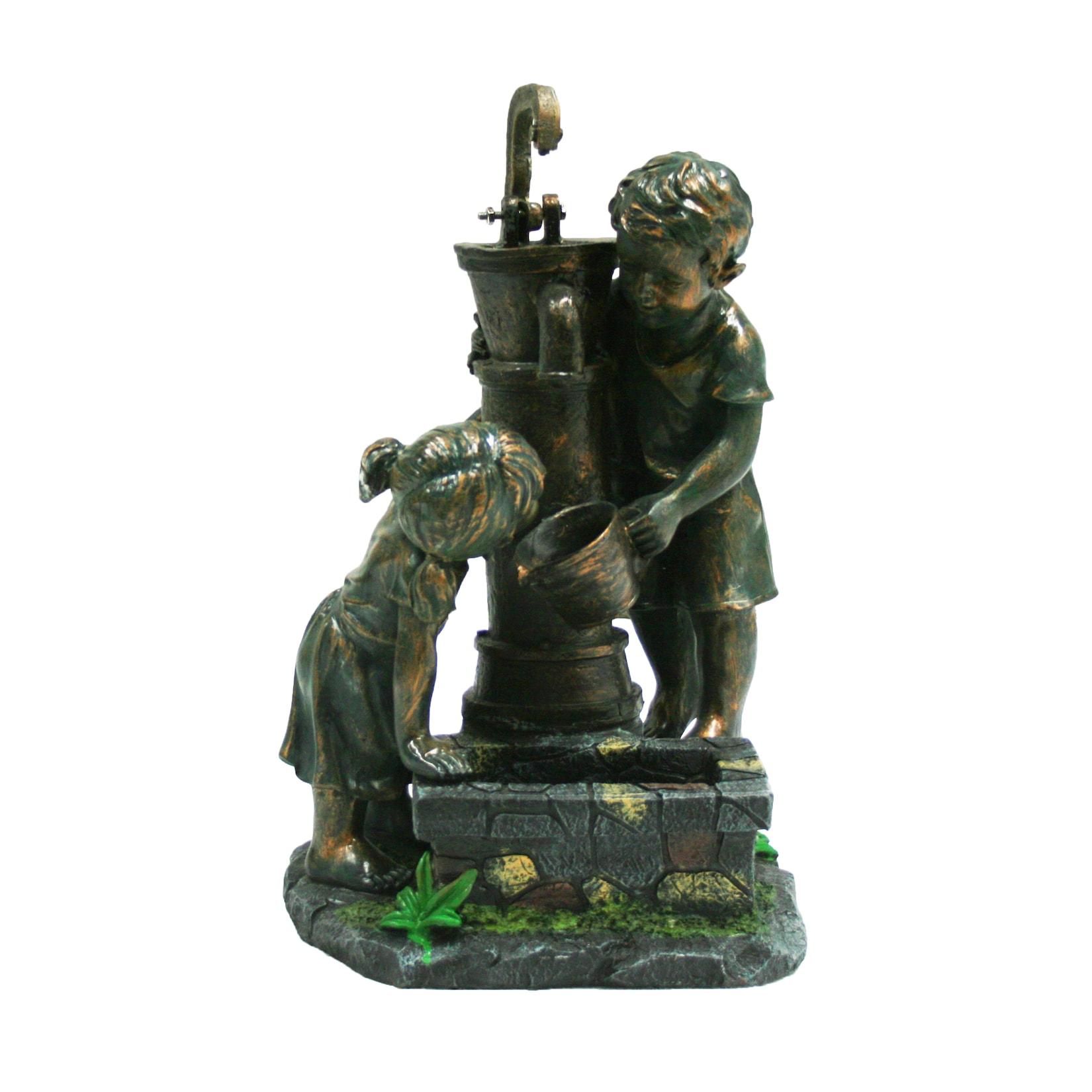 ATLANTA - Polyresin, Rustikale Dekoration "Kinder am Brunnen"