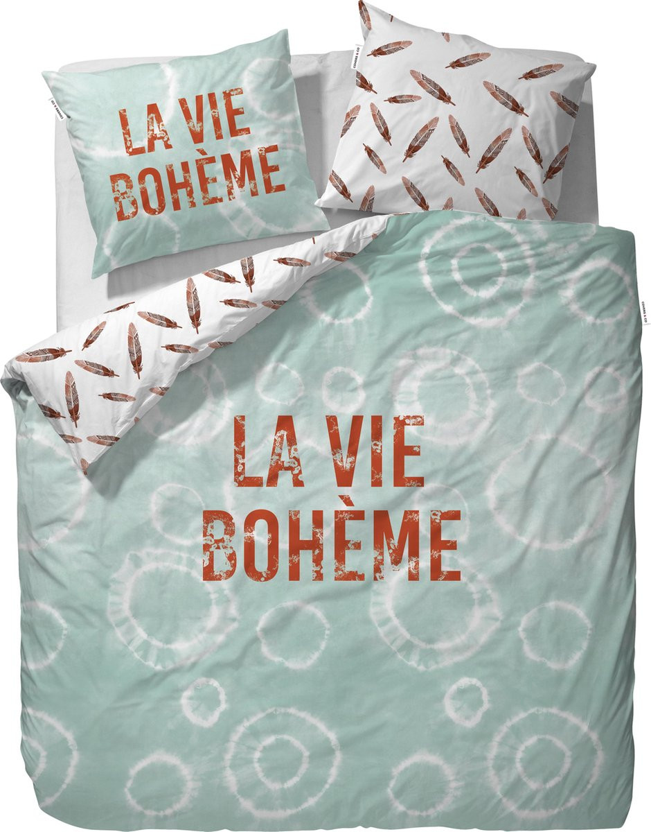 Coves & Co Boho Dekbedovertrek voor volwassenen, Mint, 140 x 200 cm