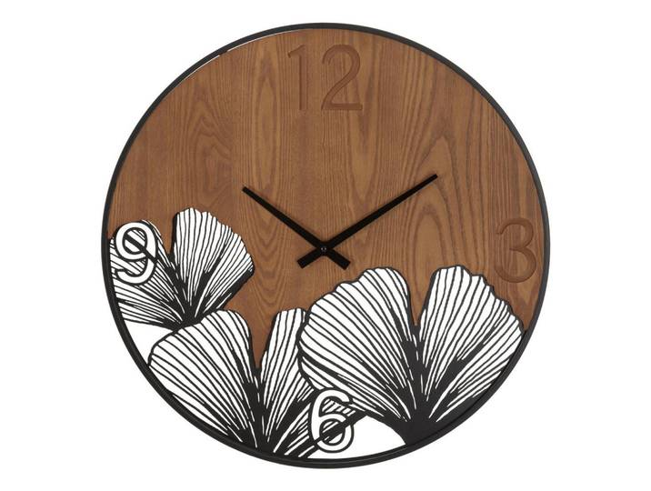 Mauro Ferretti Wanduhr Wood 60/60/2 cm, Braun, Metall, Rund, 60x2x60 cm, Dekoration, Uhren, Wanduhren
