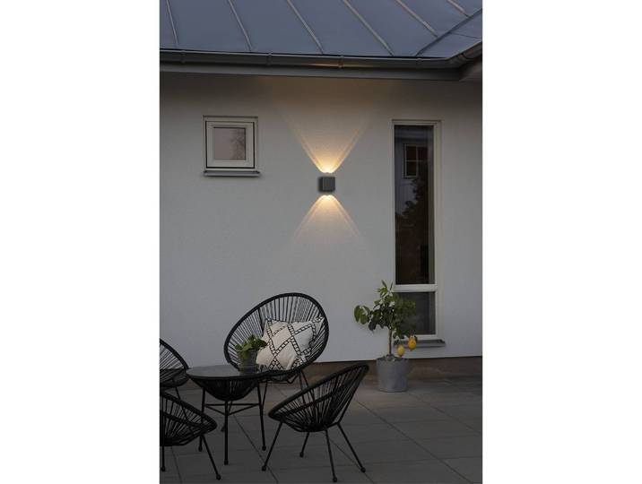 LED-Wandleuchte Chieri V 11 x 11 x 6cm Schwarz/Grau