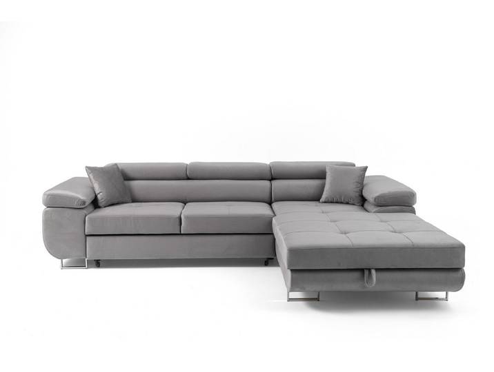 Muffo Ecksofa ALONZO, Metallfüße, Liegefläche 125x195, verstellbare Kopfstützen, Bettzeugbehälter