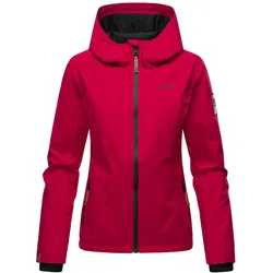 MARIKOO Damen Sportliche Outdoorjacke Übergangs Regenjacke mit Kapuze Brombeere