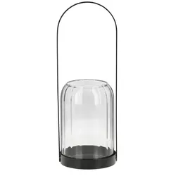 Windlicht   ¦ schwarz ¦ Metall,Glas ¦ Maße (cm): H: 30  Ø: 10.0