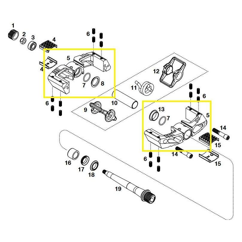 Crankbrothers Pedal Body Kit Pedalkörper Kit, Mallet DH, Level 11, links, black/gold (40084075)