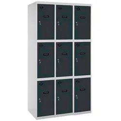 SimonRack Spind Schrank, Metallschrank, Schließfachschrank, Schloss, 3 Abteile, 1800x1200x500 mm  - Simonlocker