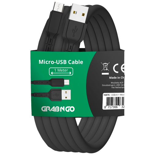 Grab 'N Go USB - Micro-USB Kabel 1 Meter Schwarz