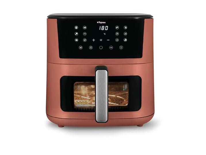 Tognana Iridea, Heißluftfritteuse 10L, doppelte Heizspirale, digitales Display, Timer, 80-200°C, Fenster, 2300W, Apfelrot