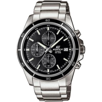 Chronograph CASIO EDIFICE, silber (silberfarben, schwarz), Armbanduhren, Herren, Chronograph, Quarzuhr,Armbanduhr,Herrenuhr, bis 10 bar wasserdicht,Edelstahlarmband