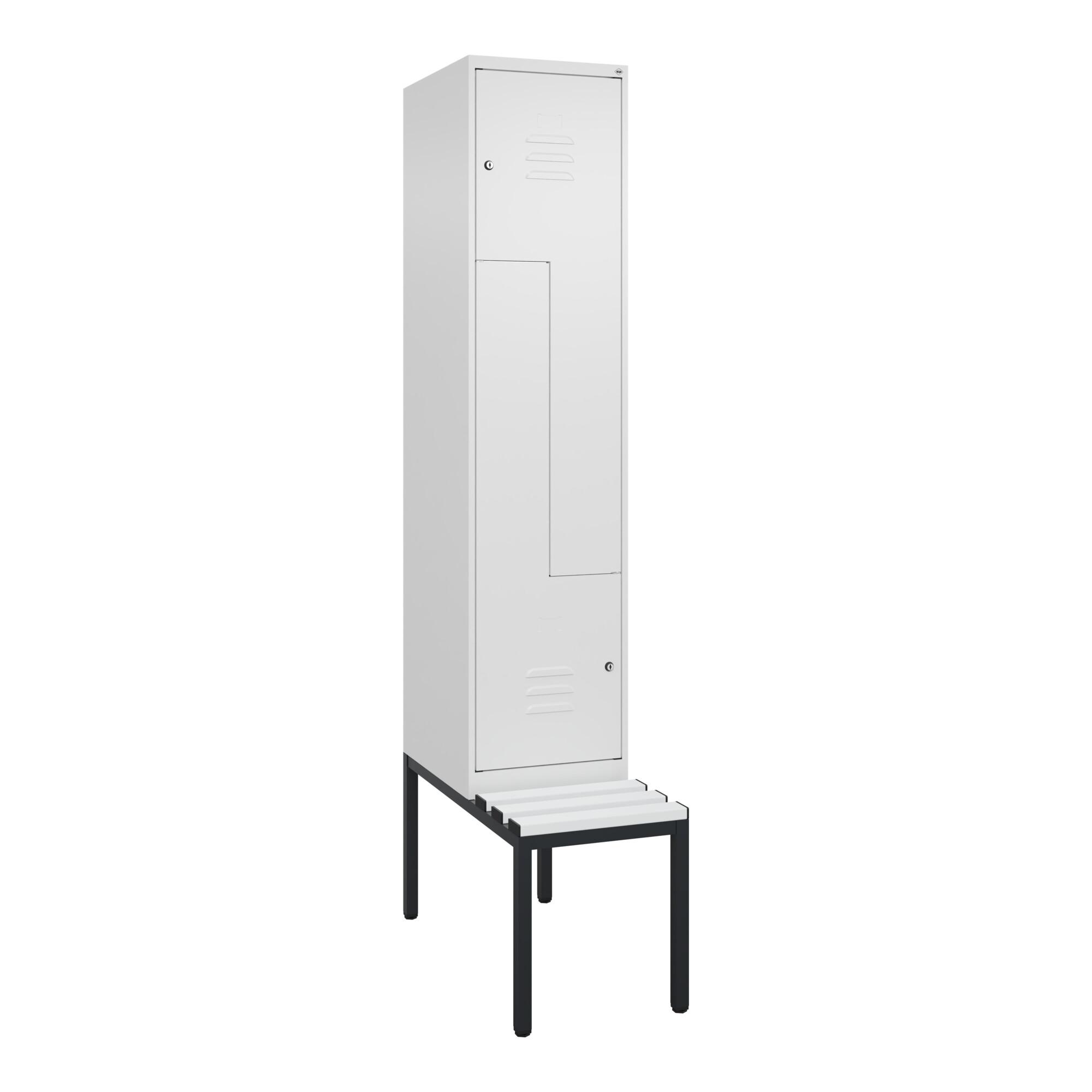 C+P Z-Spind Classic PLUS, Bank, 2 Fächer, 2120x400x815mm, 9016/9016 Verschluss Zylinderschloss Sitzbanktyp untergebaut Material Sitzfläche Kunststoff (0800537-122|S10059)