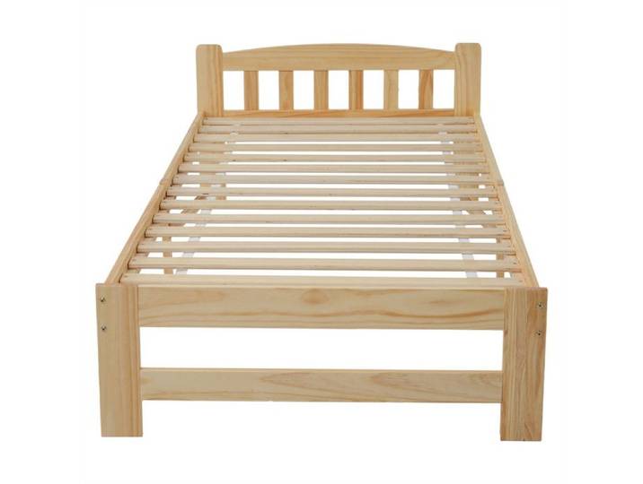 DRIPEX Lit simple en bois massif naturel 90x200cm Lit avec sommiers à lattes robustes pour jeunes adultes