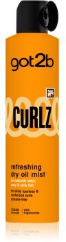 got2b Curlz Refreshing Dry Oil Mist bruma de óleo seco para cabelos ondulados e encaracolados 200 ml. Curlz Refreshing Dry Oil Mist