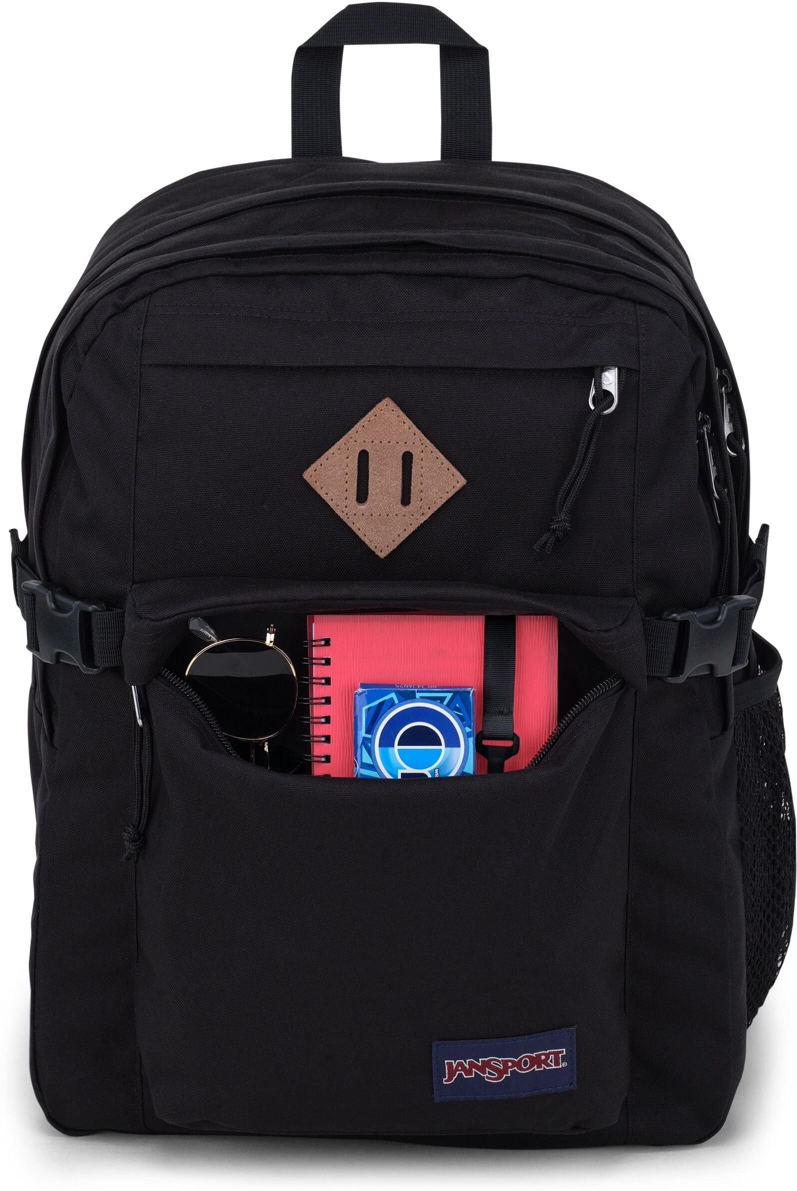 Freizeitrucksack JANSPORT "Main Campus Deep Juniper", Damen, Gr. B/H/T: 32cm x 43cm x 17cm, schwarz, Polyester, unifarben, Rucksäcke Freizeitrucksack, für Freizeit und Schule schwarz B/H/T: 32cm x 43cm x 17cm