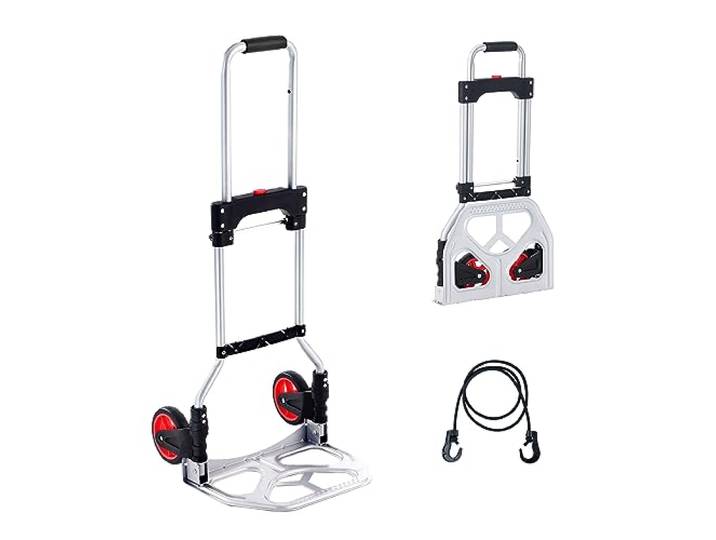 VEVOR Diable pliable\, 79\,8 kg de charge\, chariot portable en aluminium\, diable convertible et chariot avec poignée télescopique et roues en caoutchouc\, ultra léger et très résistant