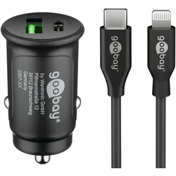 goobay 27W USB-C Kfz-Ladeadapter Kabel 1m, schwarz