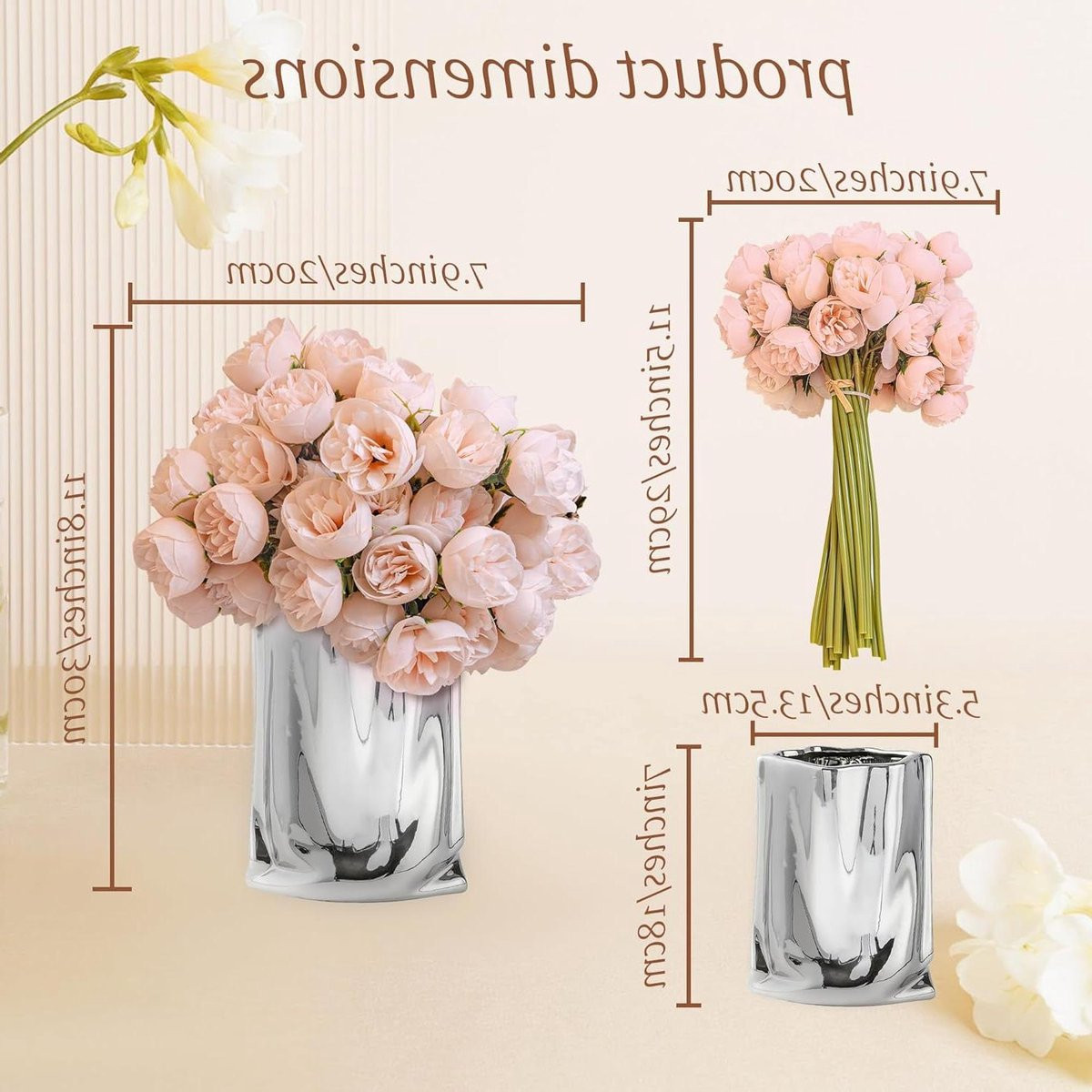 Roze kunstroos met vaas voor decoratie van je woonkamer