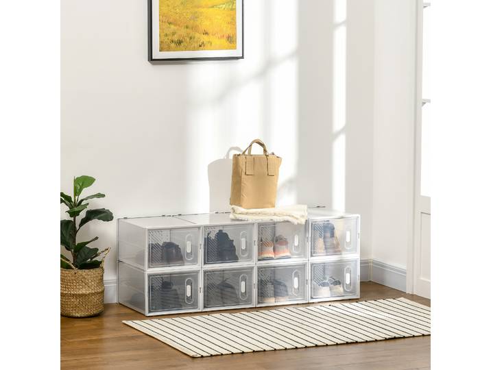 HOMCOM Meuble Modulable 8 Cubes Rangement Chaussures Blanc