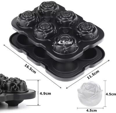 Inspired Living Silicone Rose Ice Cube Tray Easy Release Flower Ice Molds For Cocktails & Whiskey xl