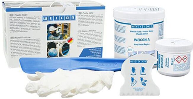 WEICON A, stahlgefülltes Epoxidharz-System für Reparatur und Spaltausgleich DNV-zertifiziert, 0,5 kg, dunkelgrau (10000005)