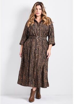 Plus Size Women's Flora Belted Shirtdress by Avenue in Copper Fusion (Size 30/32)