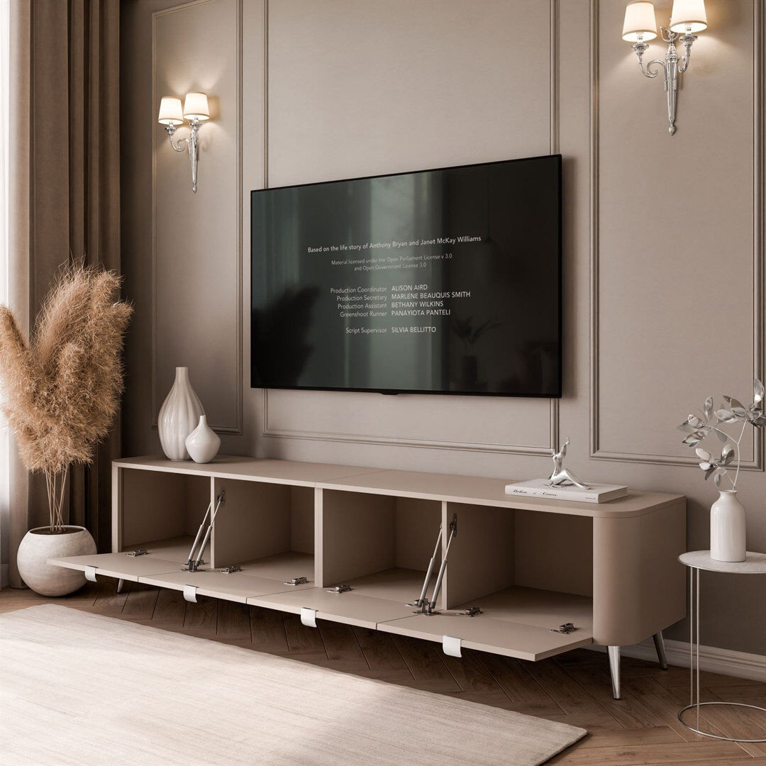 Metro TV Stand for TVs up to 60" Cashmere/Chrome 60"