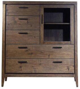 Benjara Enzo 54 Inch Tall Dresser Chest, 5 Drawers, Single Door Cabinet, Brown