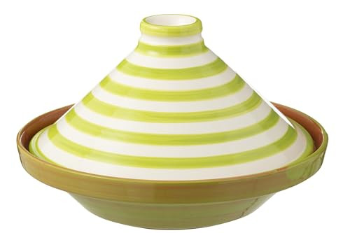 J-Line Tajine Granada Stripes Keramiek Wit/Groen