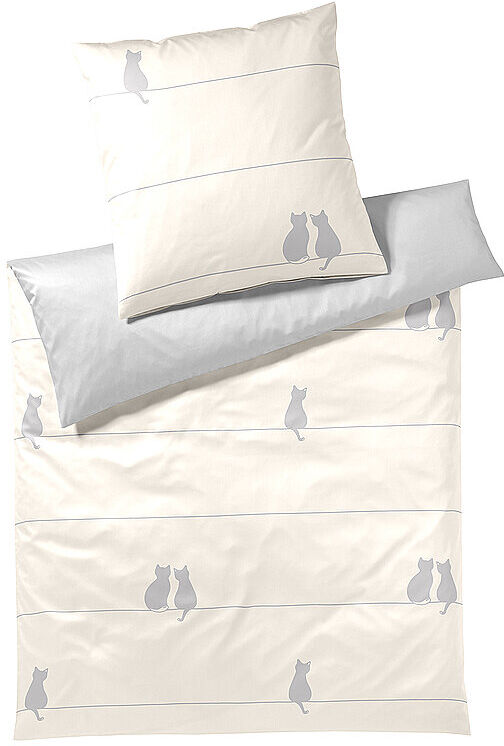ELEGANTE Satin Bettwäsche  YOU & ME 70x90/140x200cm Natur beige EG