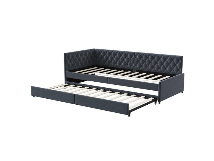 Polsterbett Ausziehbares Schlafsofa 2*90 x 200 cm, Grau, Samt, Mode, 90x200 cm, Schlafzimmer, Betten, Polsterbetten