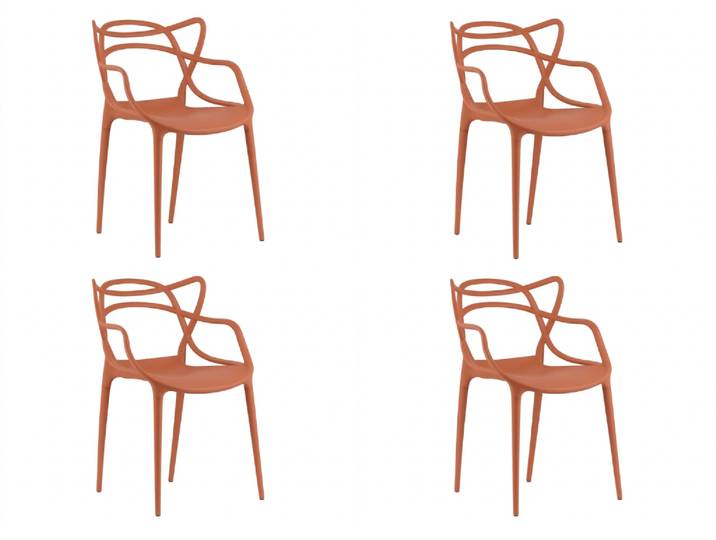 4er Set Kunststoffstühle KATO, terrakotta