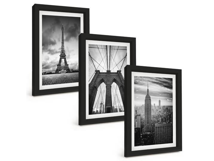 Tulup Bilder SET 3er Set - 20x30 cm Schwarzer Rahmen - Monochromatische Brückentürme, Kunststoff, Rechteckig, 20x30 cm, Fotografie, Bilder & Rahmen, Bilder