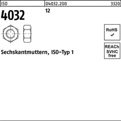 Sechskantmutter ISO 4032 M6 12 100 Stück