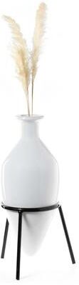 Uniquewise Antique Style Vase, Old Fashioned Amphora, Tall Unique Vase on Slim Black Metal Tripod Stand, 32-Inch-Tall White Vase