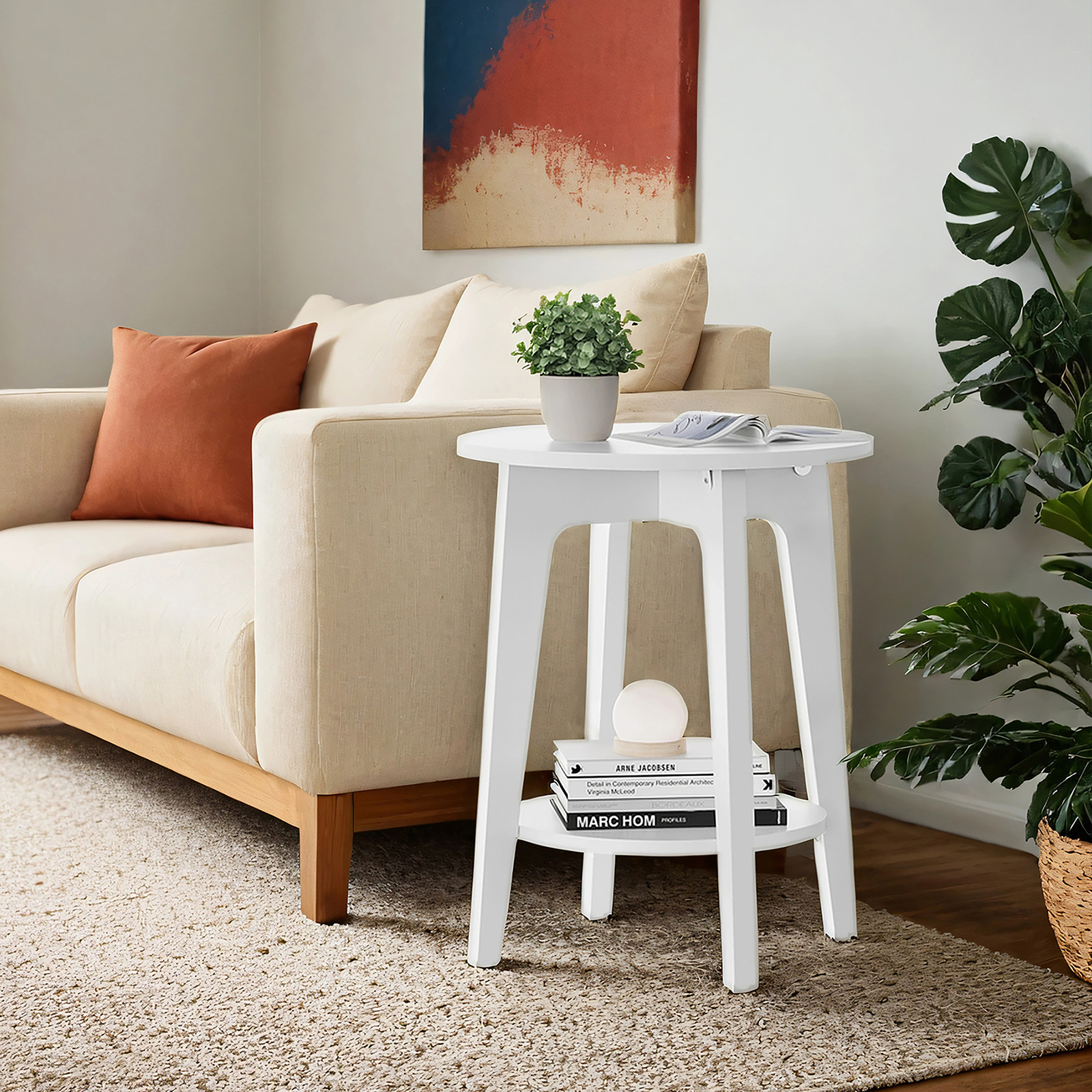 home24 Bijzettafel Gossou rond wit
