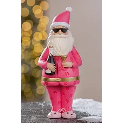 Deko Figur Santa ""Crazy Xmas"" rosa 22,5cm