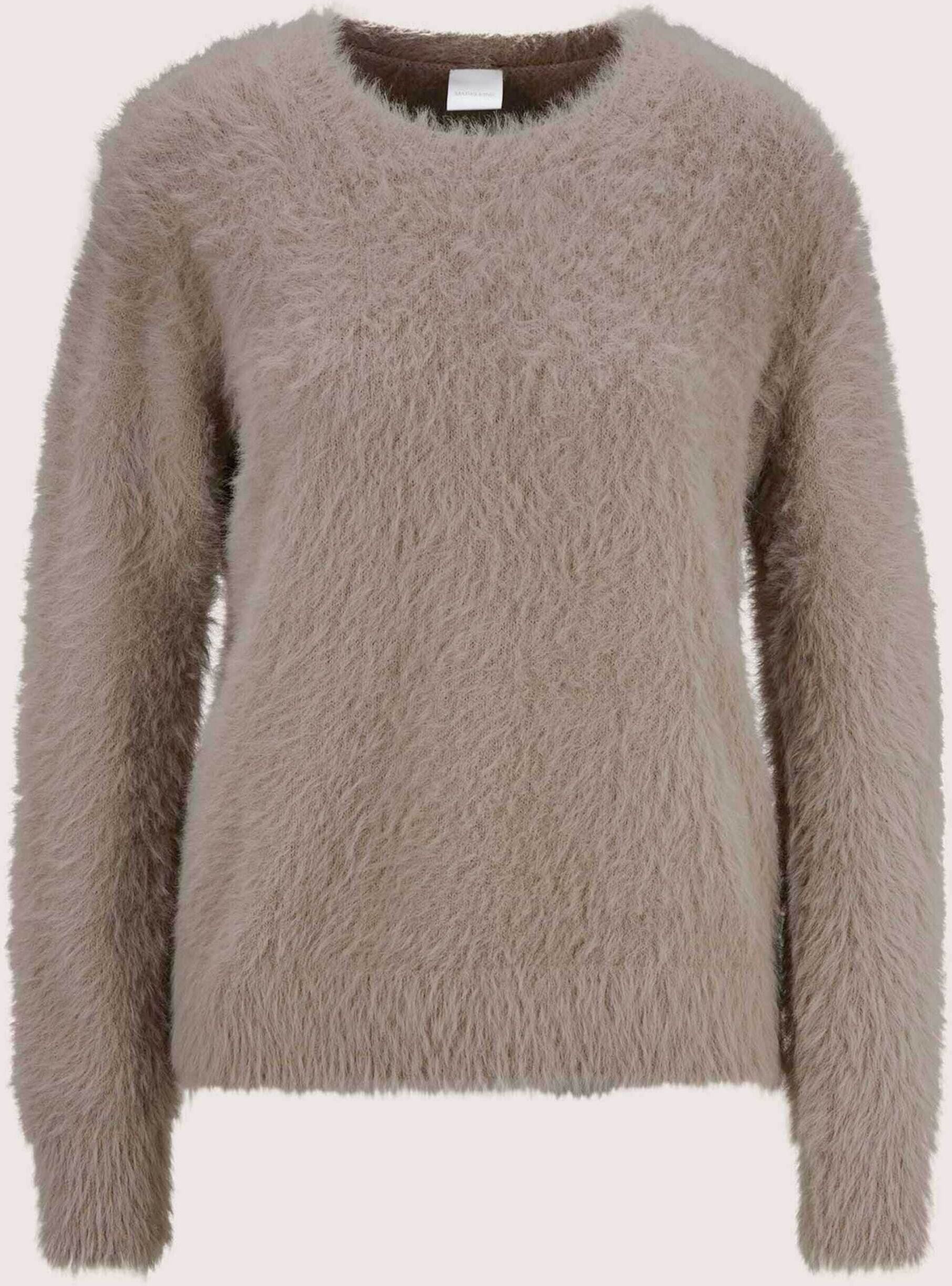 Longpullover MADELEINE "Pullover Flauschiger Pullover mit Kaschmir", Damen, Gr. 40/42, beige (cappuccino), Modern, regular fit, Pullover Longpullover