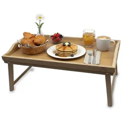 Relaxdays Betttablett aus Bambus Hellbraun