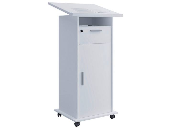 Mid.you Stehpult, Weiss, Holzwerkstoff, 50x120x60 cm, Stauraum, Büromöbel, Schreibtische, Stehpult