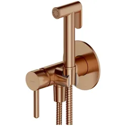 Omnires, Bidetarmatur, y - bidet inbouwkraan, met sproeier, met inbouwdeel, geborsteld koper