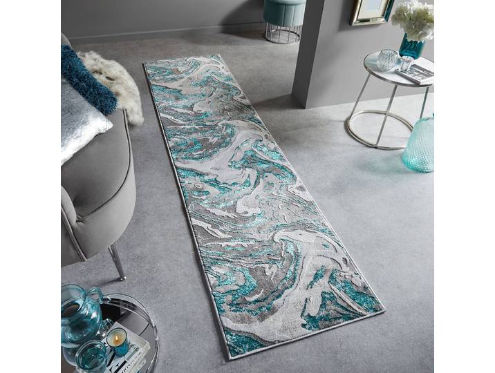 home24 Loper Marbled 80 x 300cm turquoise/turquoise