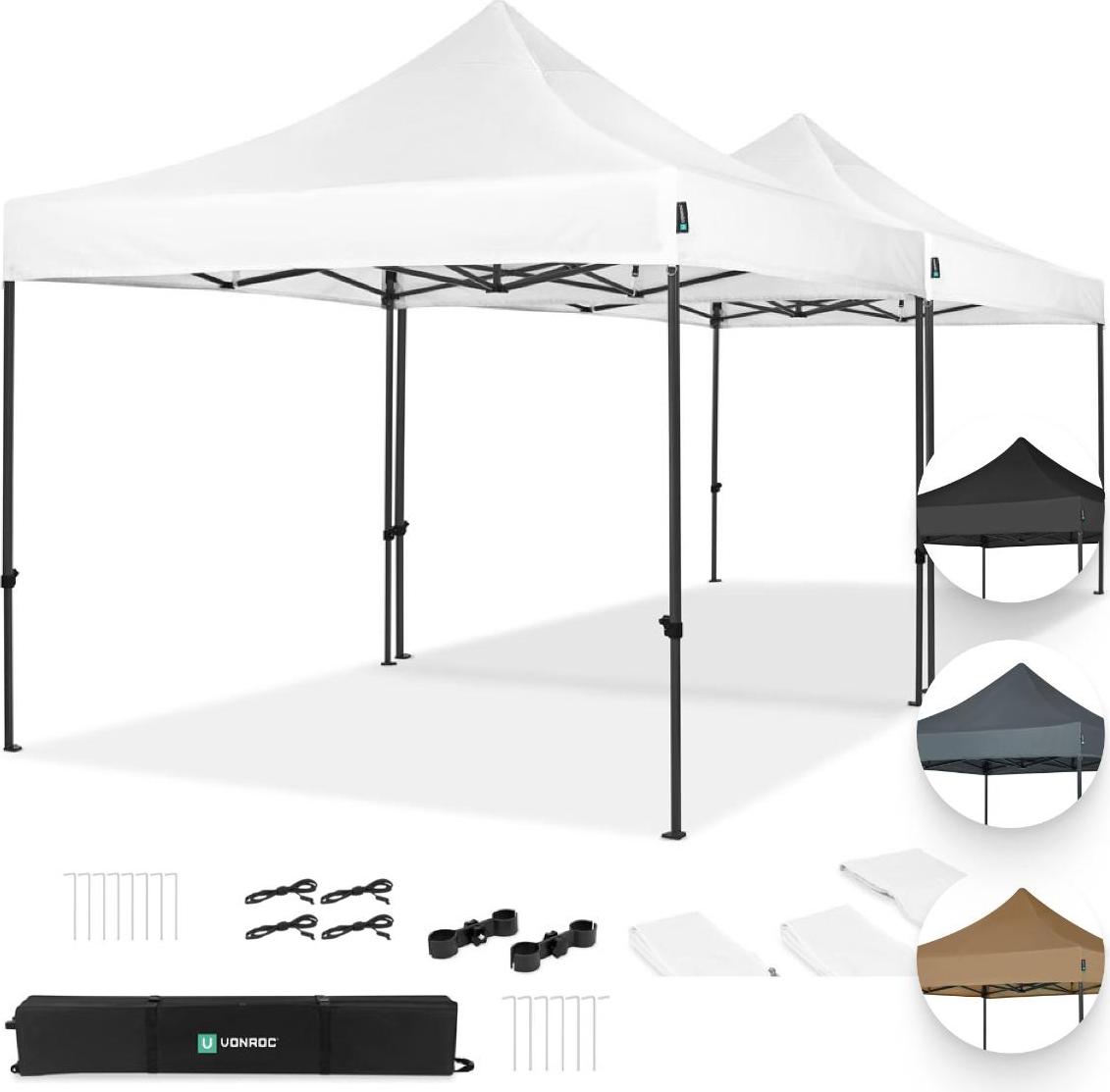 VONROC Pavillon 3x3m wasserdicht stabil - Partyzelt EasyUp System [3Min Aufbau] Popup Faltpavillon modular erweiterbar als Festival Zelt, Gartenpavillon