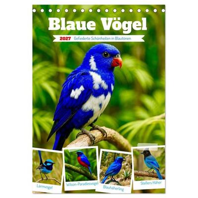 Blaue Vögel (Tischkalender 2027 DIN A5 hoch), CALVENDO Monatskalender