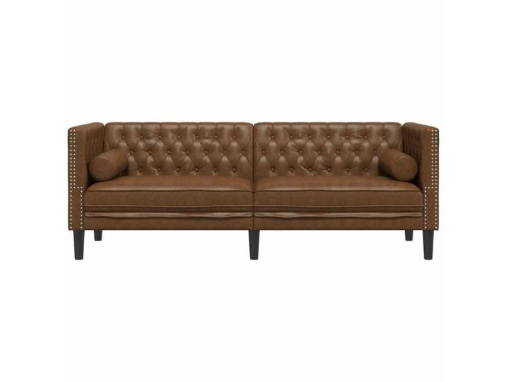 (90652)Moderne Canapé Chesterfield avec traversins 3 places similicuir daim - VIDAXL - similicuir - marron - avec traversins - 1