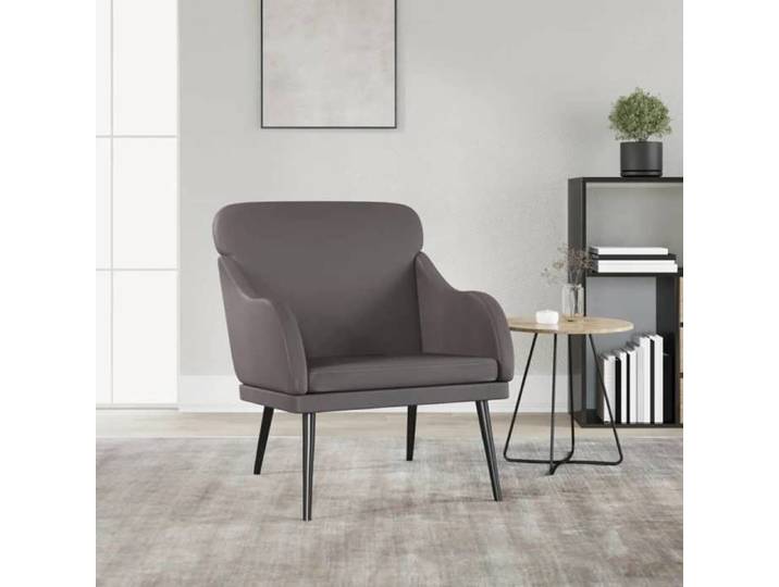 Meuble Fauteuil Gris 63x76x80 cm Similicuir SIEGE - ASSISE FF643