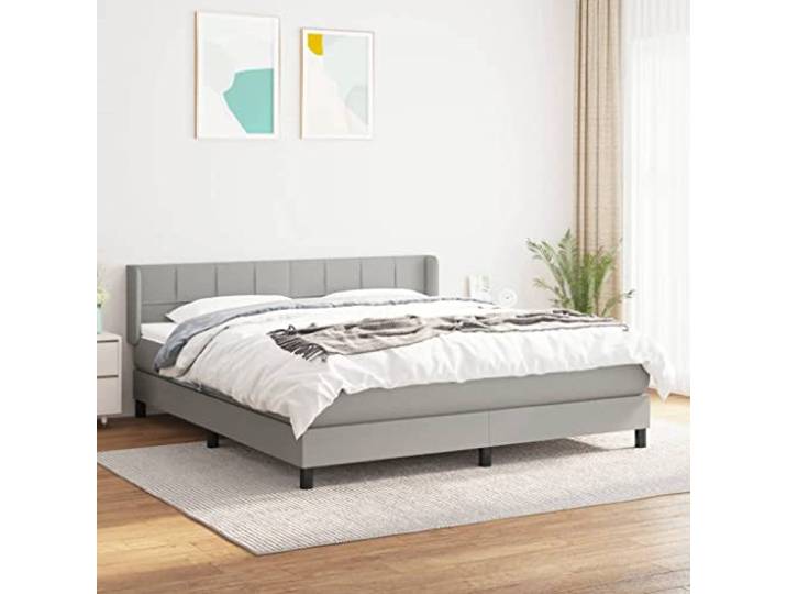 YNGBHFNOP Strapazierfähiger Stoff höhenverstellbares Kopfteil Boxspringbett mit Matratze Hellgrau 180x200 cm Stoff Bett mit Kopfteil Taschenfederkernmatratze Topper Schlafzimmer Möbel