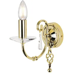 Wandleuchte Lampe Stahl Messing H 22 cm Flurlampe Klassisch Kerzenleuchte