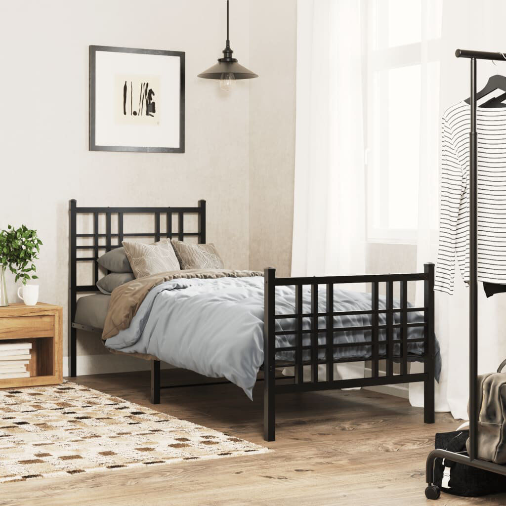 17 Stories Nkem Metal Bed Black Small Single (2'6)
