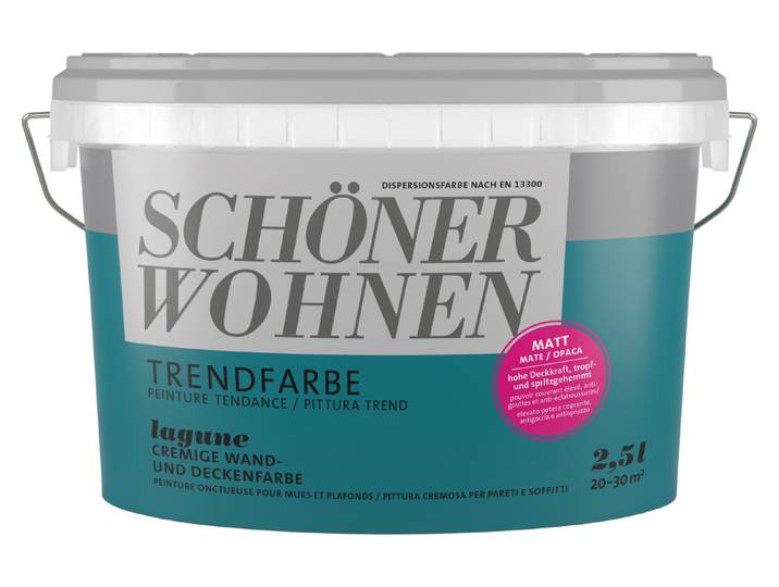 Schöner Wohnen Wandfarbe Trendfarbe Lagune 2.5 l Matt