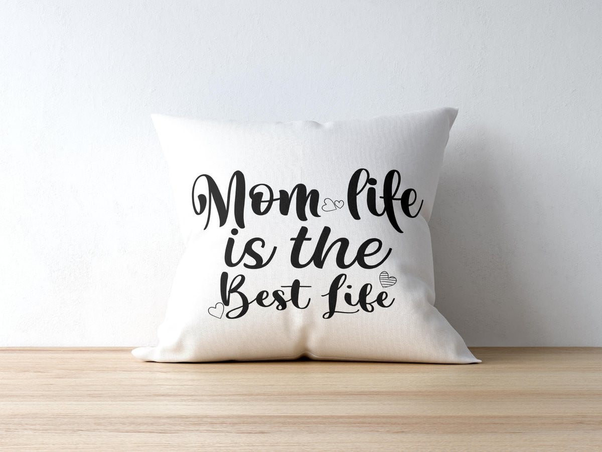Sierkussen Mom Life Is The Best Life - Polyester - Cadeau voor Moederdag