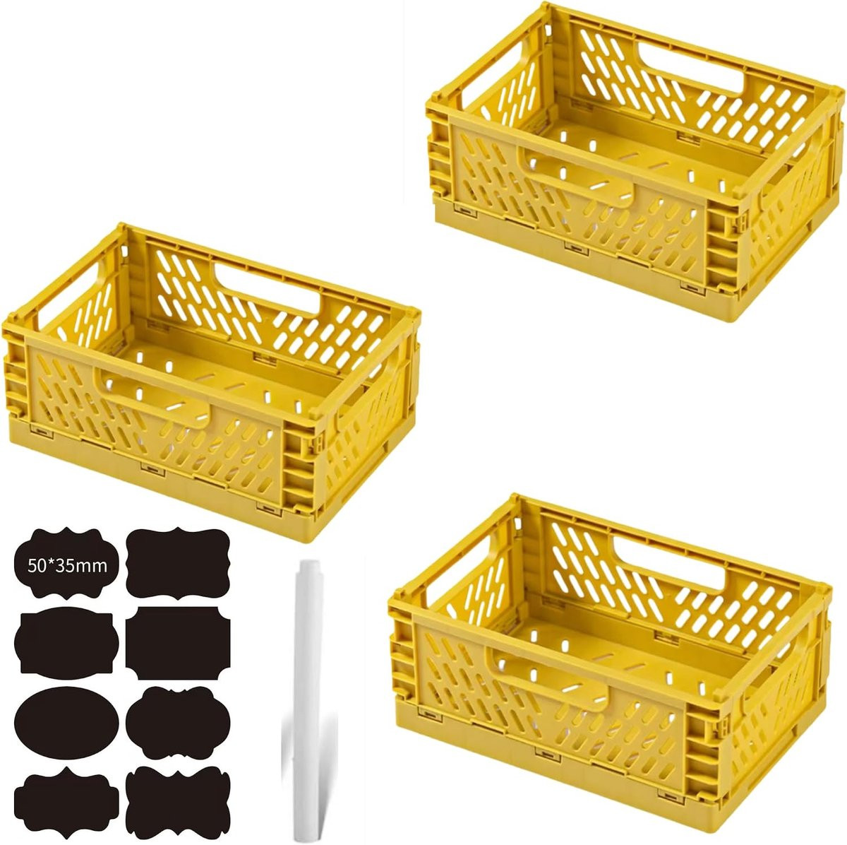 Set van 3 opvouwbare plastic opbergdozen voor volwassenen